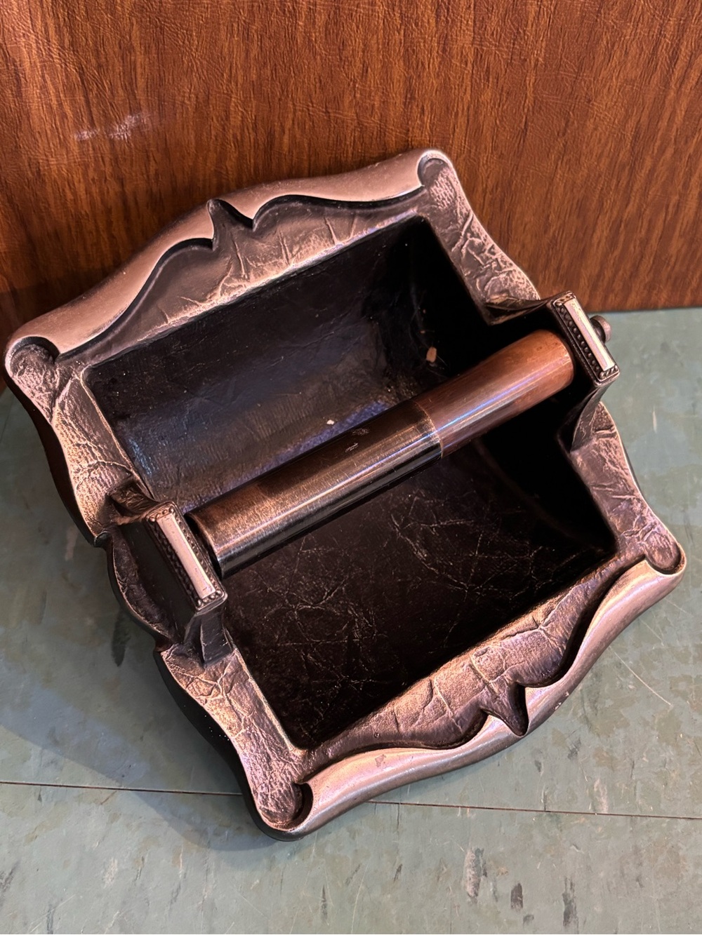 Vintage Amerock toilet paper holder antique pewter silver